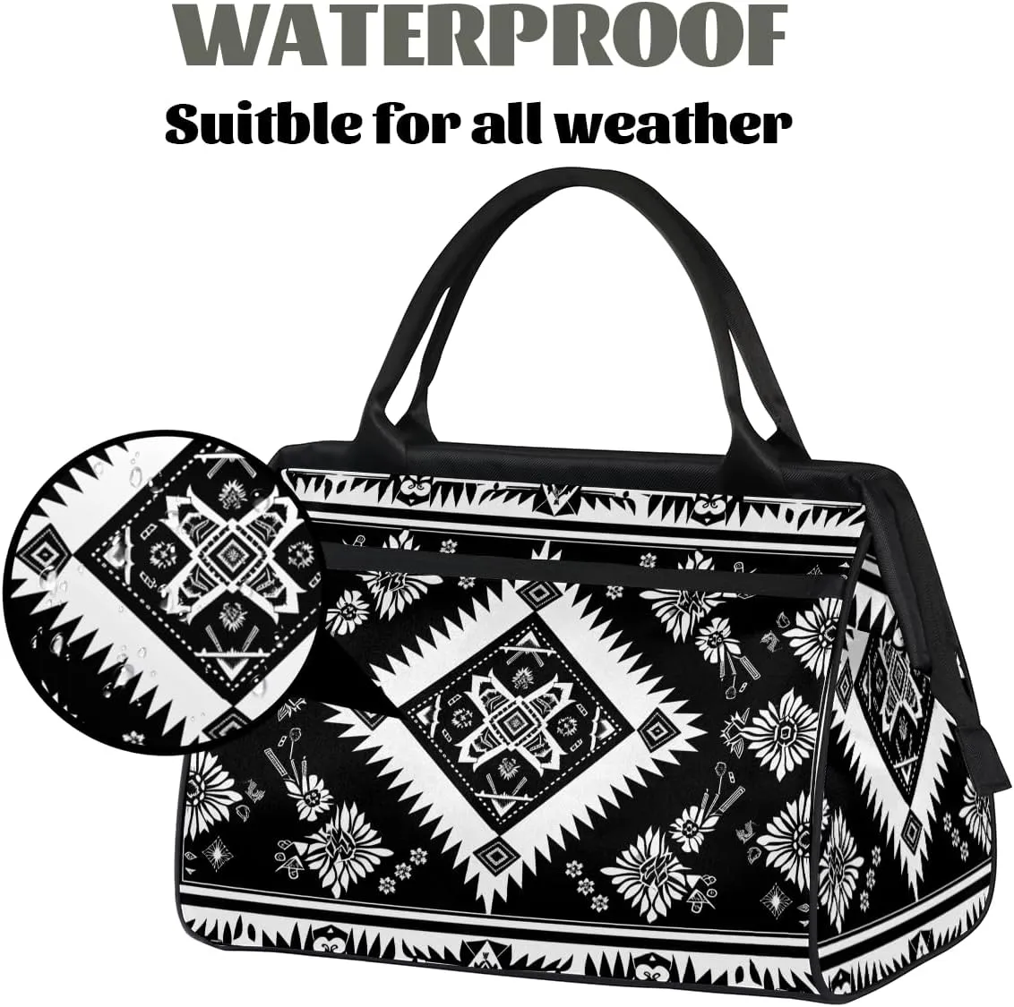 Ethnic Abstract Aztec Western Weekender Overnight Bag for Women Waterproof Carry On Travel Duffle Bags with Pocket Lightweight Sports Gym Tote Bag Large Luggage Workout Personal Item Hospital Bags
