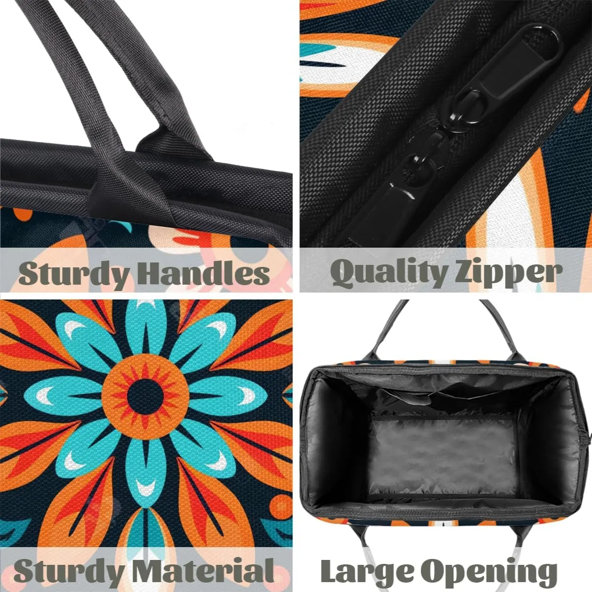 Ethnic Abstract Flower Color Weekender Overnight Bag for Women Waterproof Carry On Travel Duffle Bags with Pocket Lightweight Sports Gym Tote Bag Large Luggage Workout Personal Item Hospital Bags