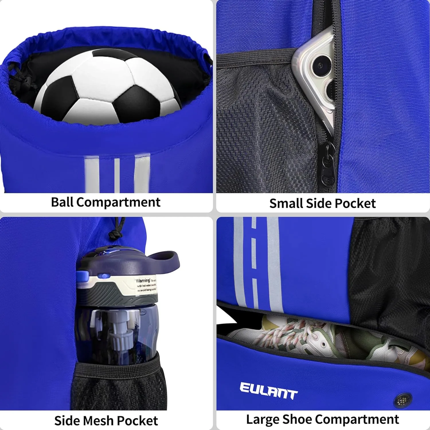 EULANT Soccer Backpack with Shoes Compartment, Waterproof Drawstring Bag for Sport Gym Swim Yoga Travel Football Volleyball