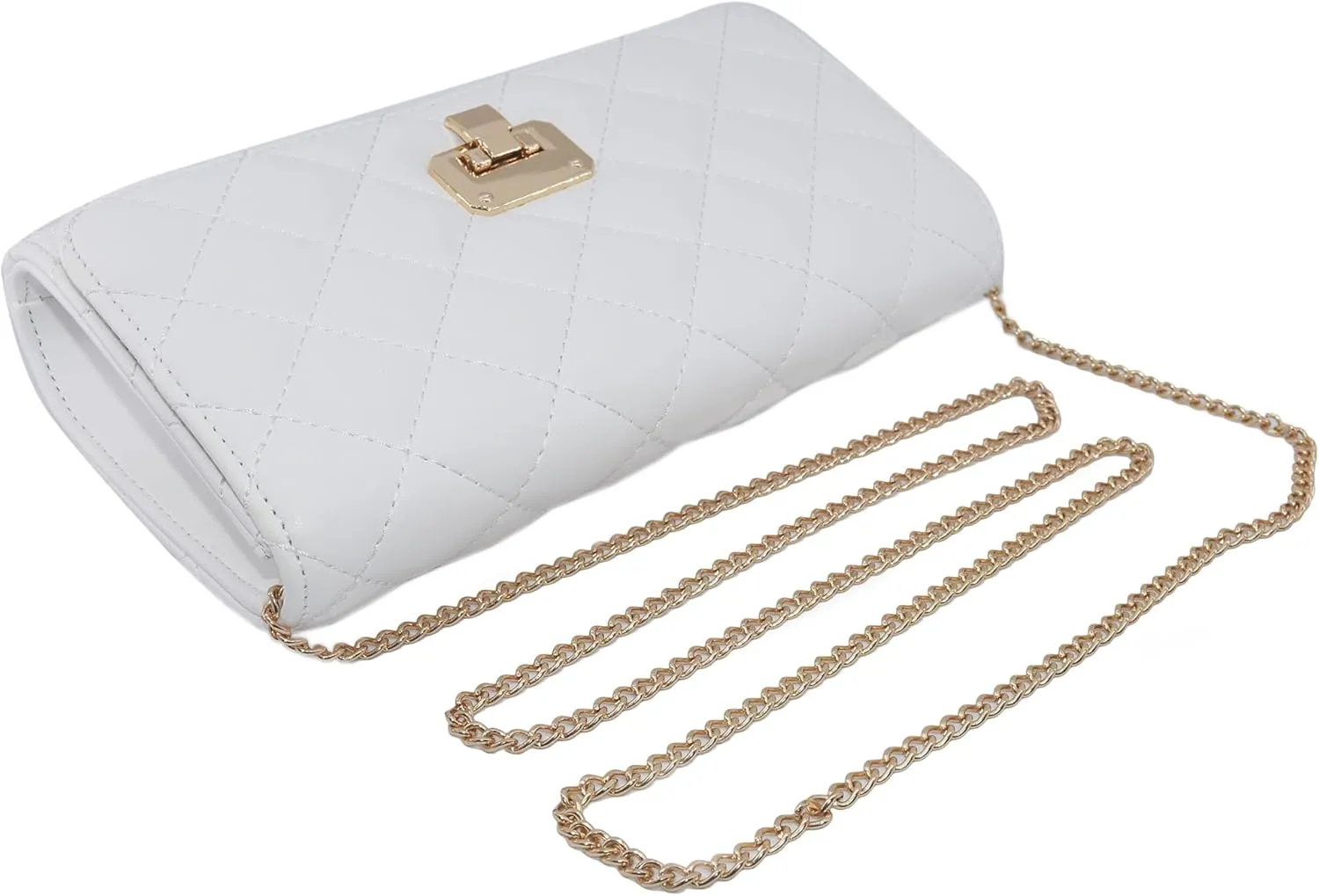 Evening Bag Small Quilted Clutch Purse Vegan Leather Classic Elegant Crossbody Handbag for Women Formal Wedding Party