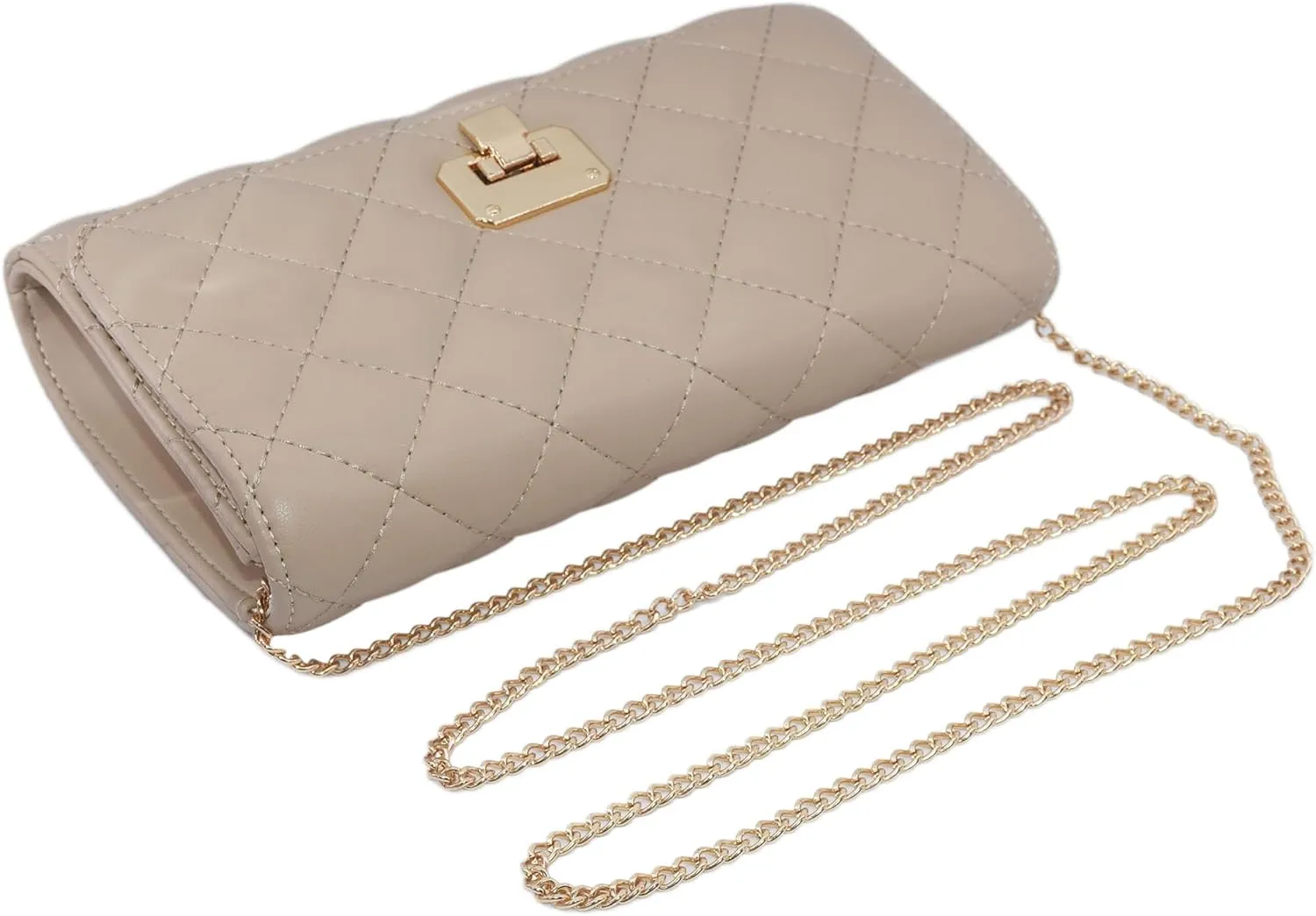 Evening Bag Small Quilted Clutch Purse Vegan Leather Classic Elegant Crossbody Handbag for Women Formal Wedding Party