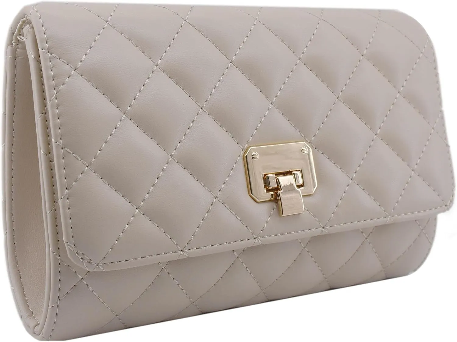 Evening Bag Small Quilted Clutch Purse Vegan Leather Classic Elegant Crossbody Handbag for Women Formal Wedding Party