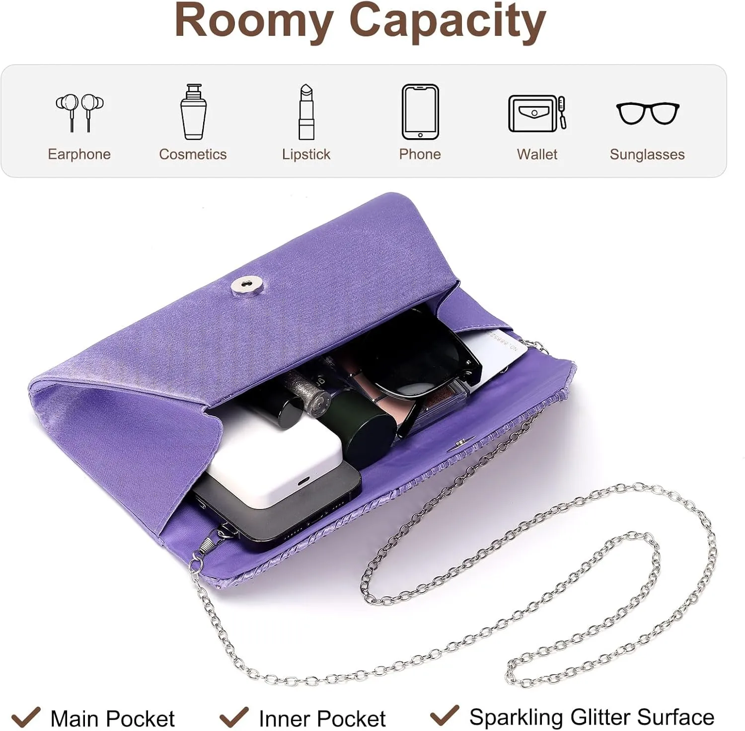 Evening Bags Clutch Purses for Women Formal, Purse Handbag Crossbody Bag Crystal Rhinestone with Chain Strap Shoulder Bag Sparkly for Wedding Guest Party Blue