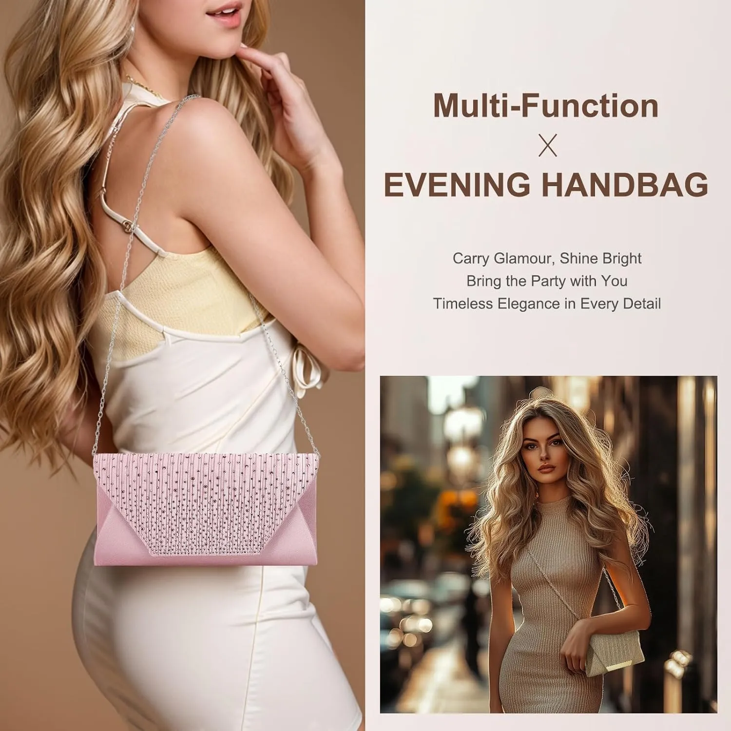 Evening Bags Clutch Purses for Women Formal, Purse Handbag Crossbody Bag Crystal Rhinestone with Chain Strap Shoulder Bag Sparkly for Wedding Guest Party Blue