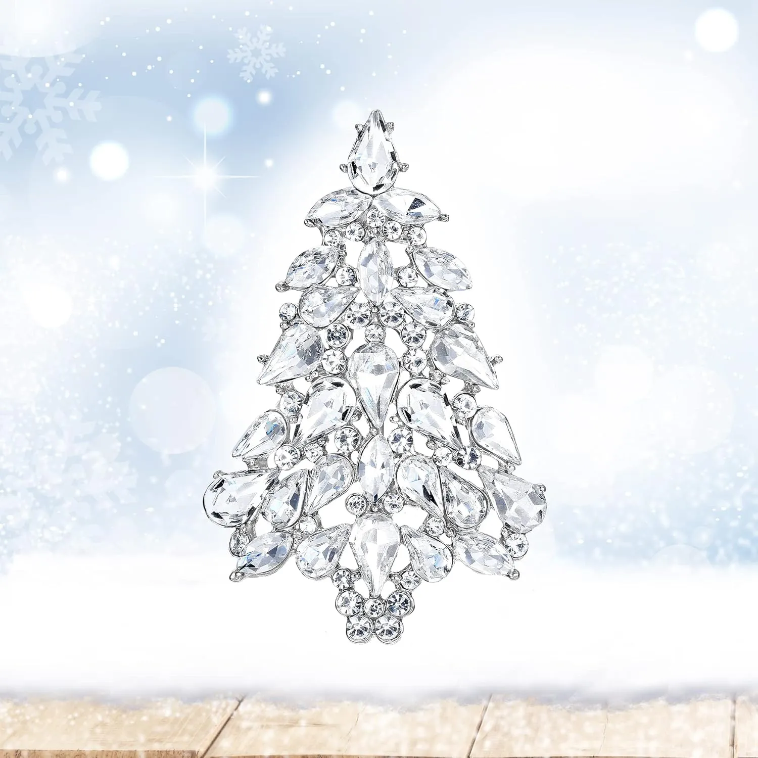 EVER FAITH Women's Party Austrian Crystal Christmas Tree Teardrop Brooch Pin