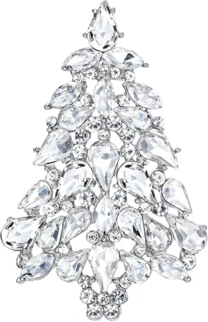 EVER FAITH Women's Party Austrian Crystal Christmas Tree Teardrop Brooch Pin