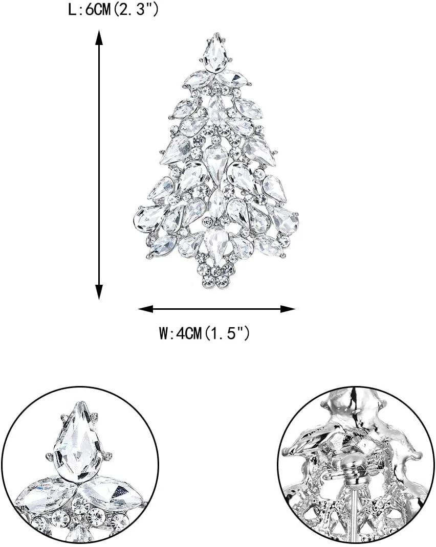 EVER FAITH Women's Party Austrian Crystal Christmas Tree Teardrop Brooch Pin