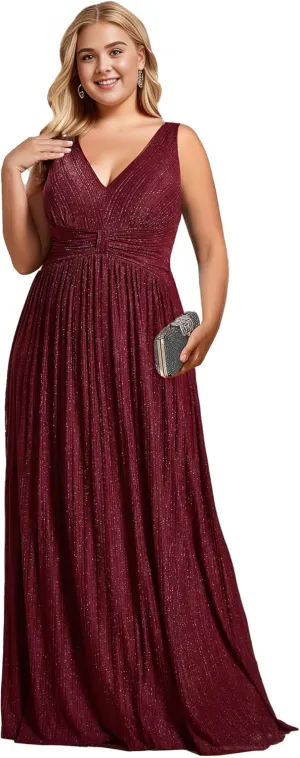 Ever-Pretty Plus Women's Plus Size Glitter Mother of The Bride Dress Pleated Sleeveless Evening Dress 02133-DAPH