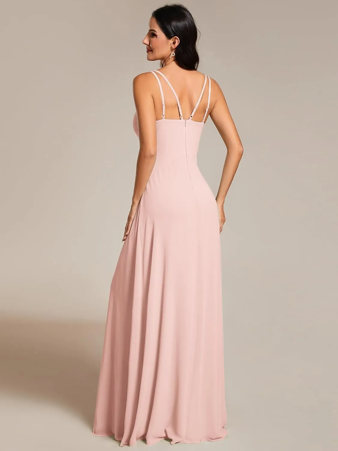 Ever-Pretty Women's Chiffon V-Neck Flowy Pleated Chiffon Spaghetti Straps Elegant Bridesmaid Dresses S0021