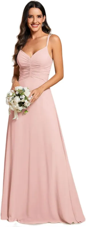 Ever-Pretty Women's Chiffon V-Neck Flowy Pleated Chiffon Spaghetti Straps Elegant Bridesmaid Dresses S0021
