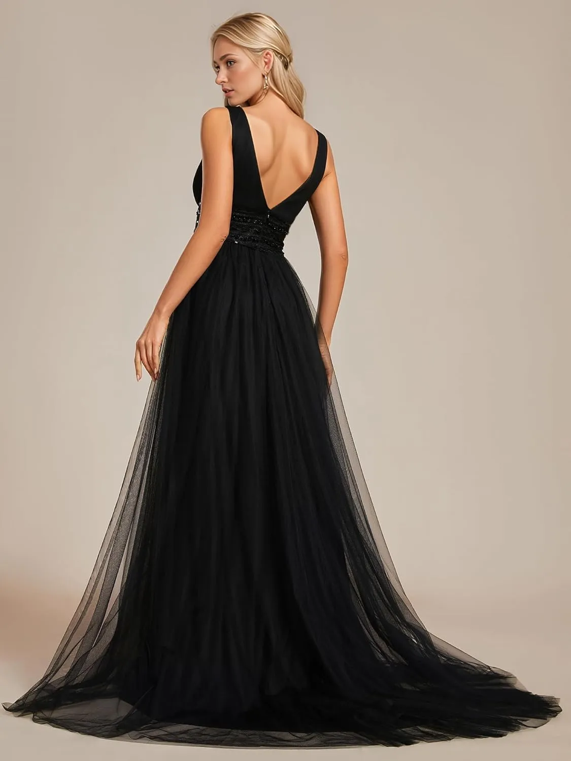 Ever-Pretty Women's Sleeveless Tulle Prom Dresses A-Line Long Formal Evening Dresses