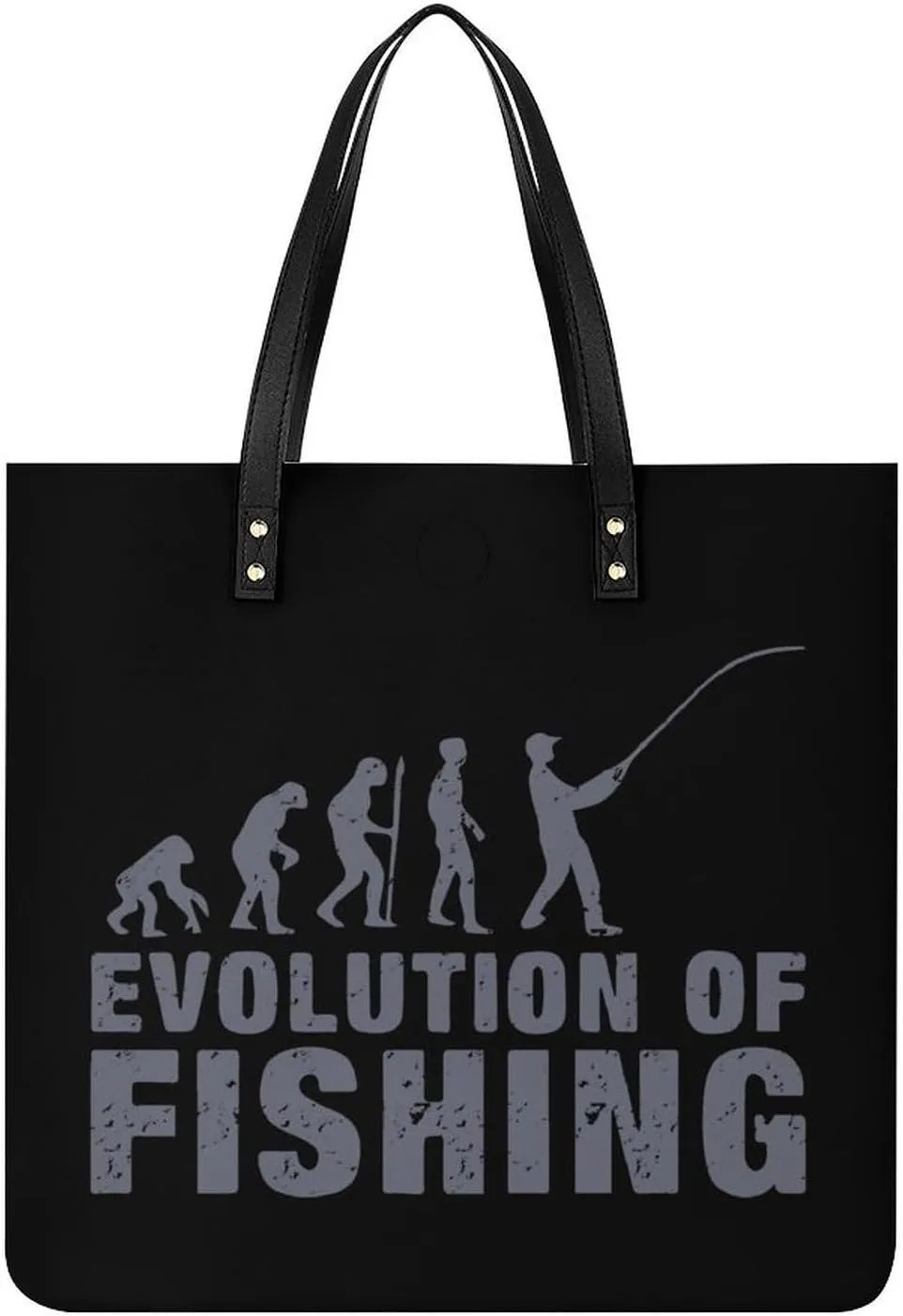 Evolution Fishing Leather Tote Bags Casual Shoulder Handbag Purses Portable Shopping Bag for Men Women