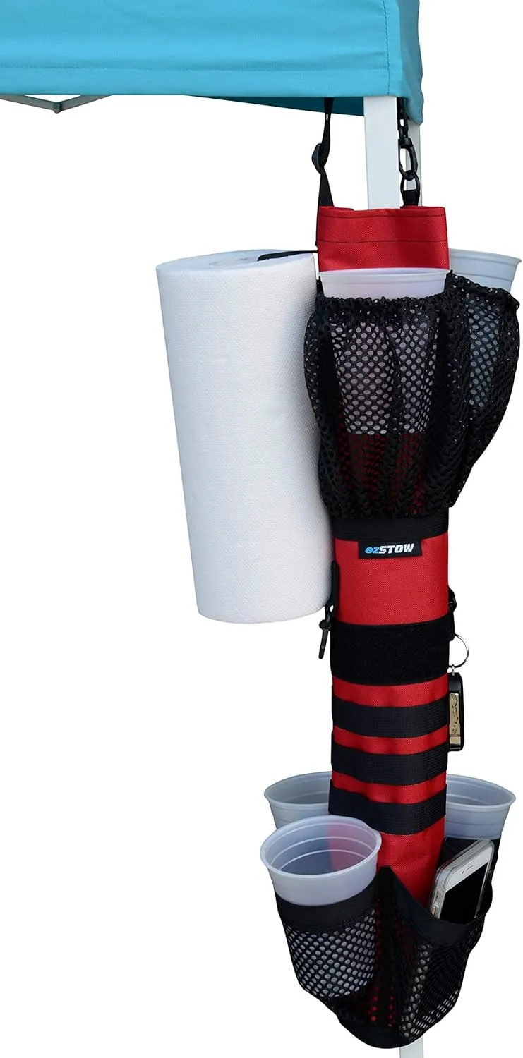 ezSTOW miniSTOW Canopy Organizer - Organize Your Awning, Drink Holder, Paper Towel Storage, Sunscreen Pockets, Trash Bags, Attach to Tree, Outdoor, Hunting, Camping, Baseball, Soccer, Track