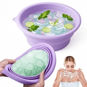 Face Bowl for Ice with Built-In Ice Tray Collapsible Silicone Facial Ice Bath Bowl for Cold Plunge Therapy Portable Spa Tool for Skin Tightening and Acne Relief Perfect for Home and Travel Purple