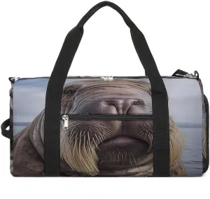 Face of Walrus in Water Gym Bag Travel Duffel Bag Sports Tote Bag Workout Bag Weekender Bag for Women Men