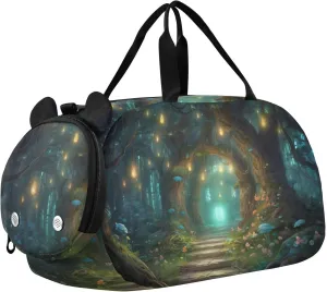 Fairy Fantasy Forest Duffle Bag for Girl, Sports Duffle Gym Bags with Shoe Compartment, Personalized Overnight Bag Travel Weekender for Kids