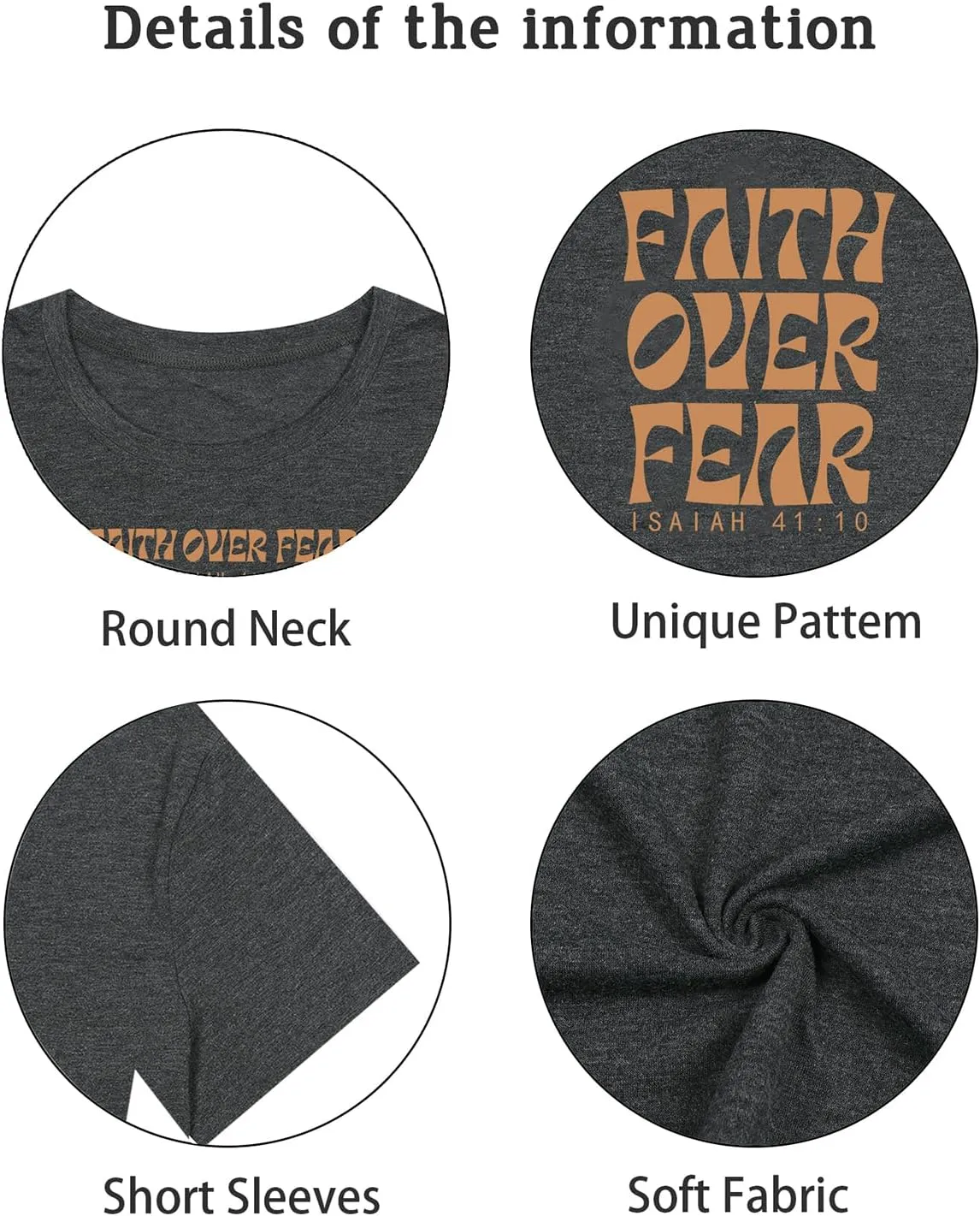 Faith Over Fear Shirt Womens Christian Tshirts Religious Sayings Tees Vintage Bible Verse Inspirational Tee Tops