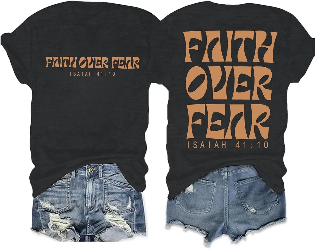 Faith Over Fear Shirt Womens Christian Tshirts Religious Sayings Tees Vintage Bible Verse Inspirational Tee Tops