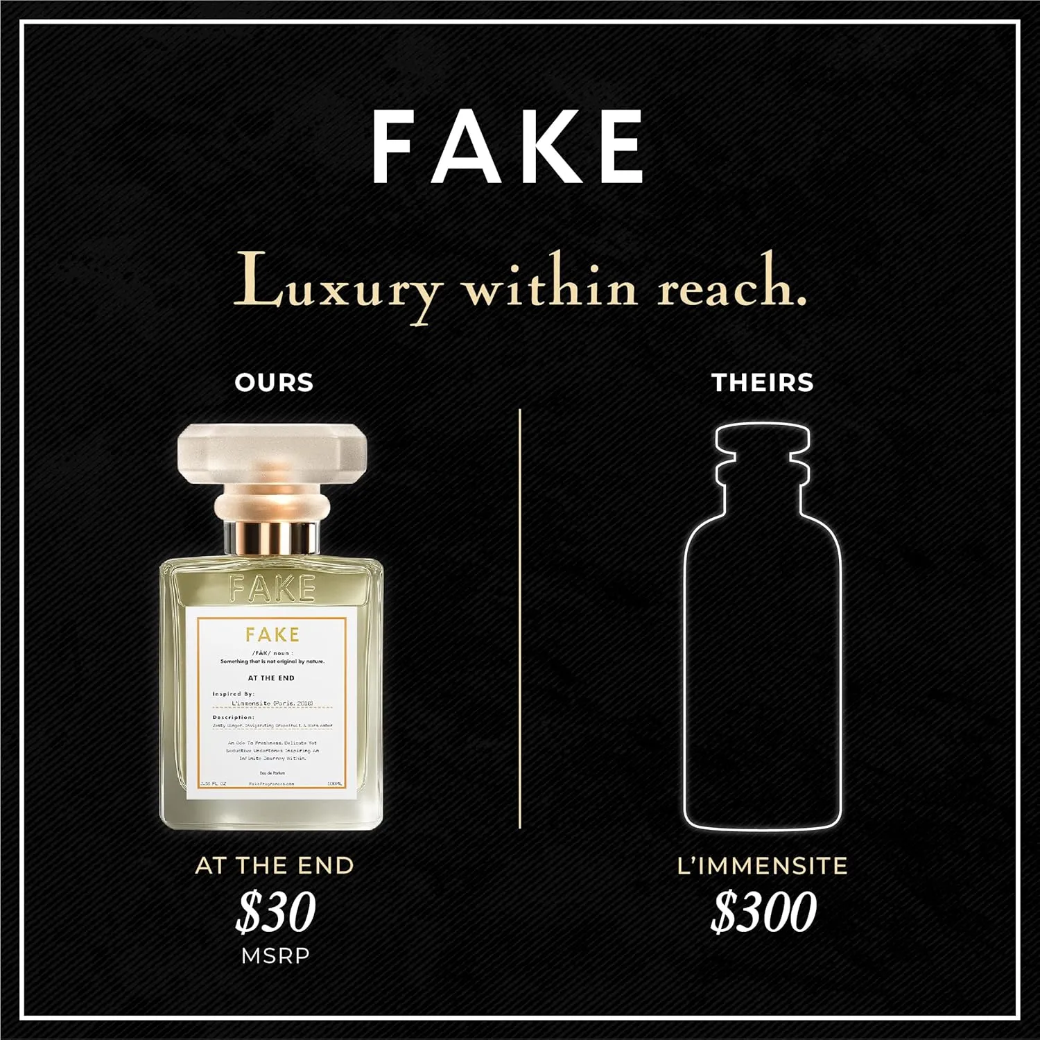 Fake At the End | Inspired by L’Immensité Eau de Parfum for Men (3.4 oz / 100ml) | Sweet-Spicy Amber Cologne Clone | Long-Lasting Masculine Fragrance | Fresh, Clean & Addictive Scent