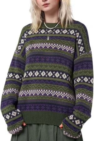 Fall Sweaters for Women 2025 Vintage Oversized Sweater Knit Pullover Tops Hippie Clothes Preppy Aesthetic 90s Grunge Jumper