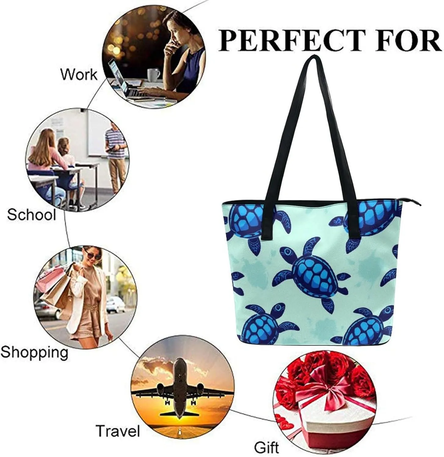 Fashion Coach Handbags for Women, Reusable Large Capacity Long Handle Tote Bag for Shopping, Work