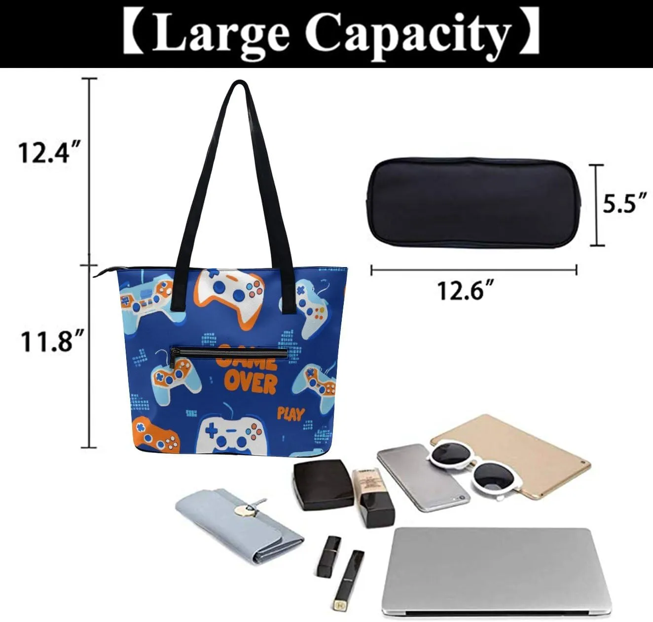 Fashion Coach Handbags for Women, Reusable Large Capacity Long Handle Tote Bag for Shopping, Work