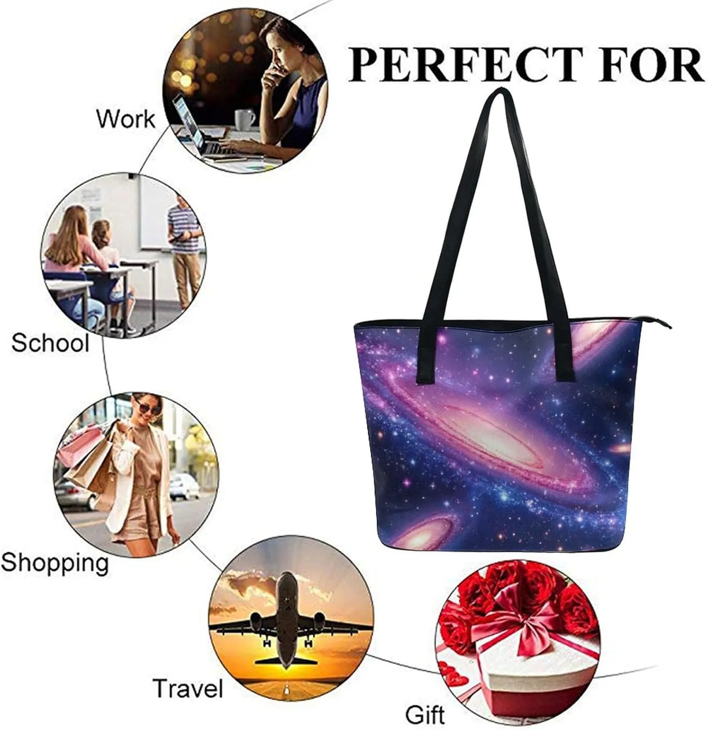 Fashion Coach Handbags for Women, Reusable Large Capacity Long Handle Tote Bag for Shopping, Work