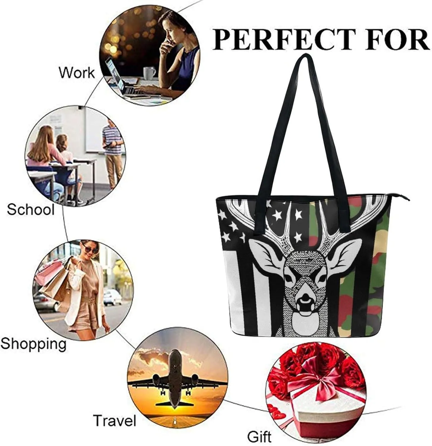 Fashion Coach Handbags for Women, Reusable Large Capacity Long Handle Tote Bag for Shopping, Work