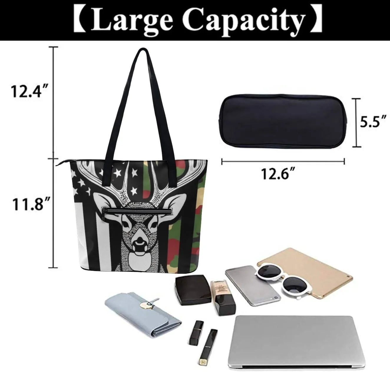 Fashion Coach Handbags for Women, Reusable Large Capacity Long Handle Tote Bag for Shopping, Work