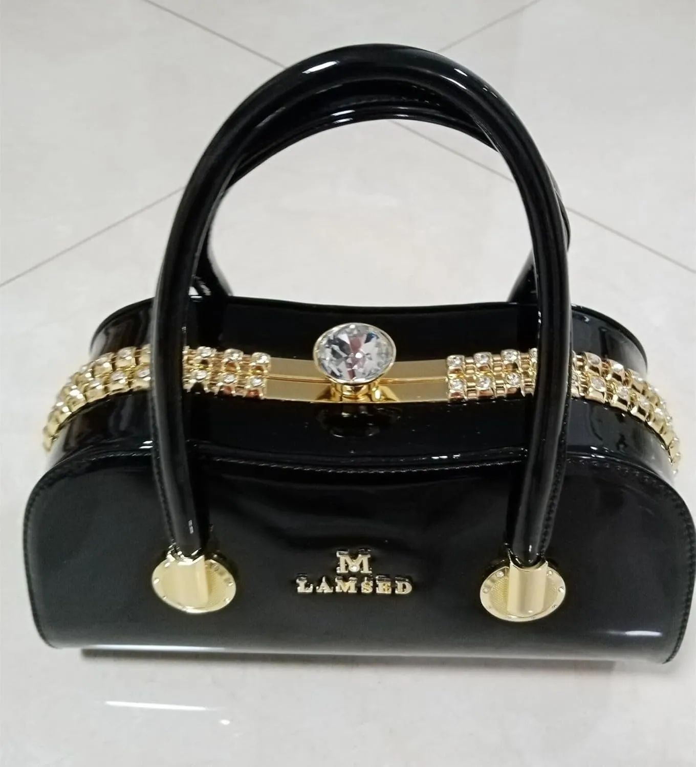 Fashion Leather Wedding Bag for Women's Top Handle Satchel Crossbody Handbags Crystal Evening Bag Purses Hard Shoulder Bags
