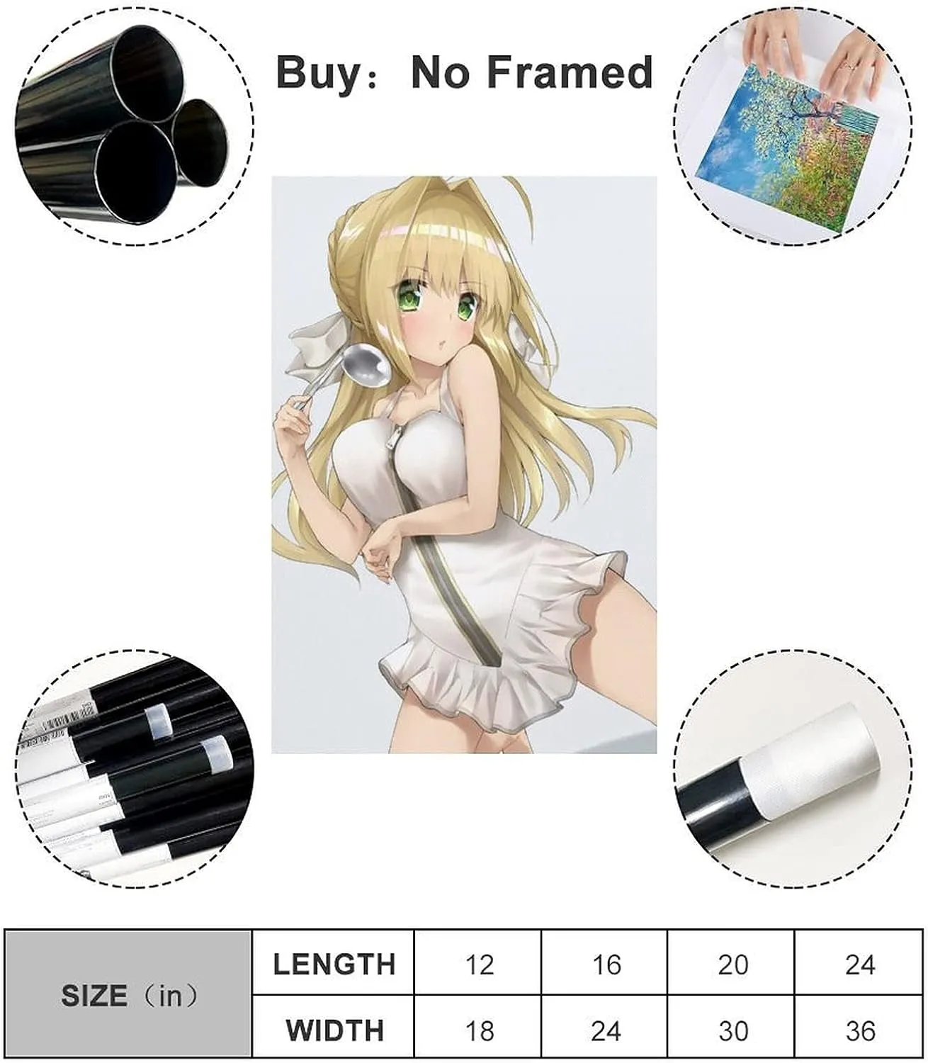 Fate Anime Poster Japanese Altria Pendragon Lily Print Photo Art Painting Canvas Poster Home Decorative Bedroom Modern Decor Posters Gifts 24x36inch(60x90cm)