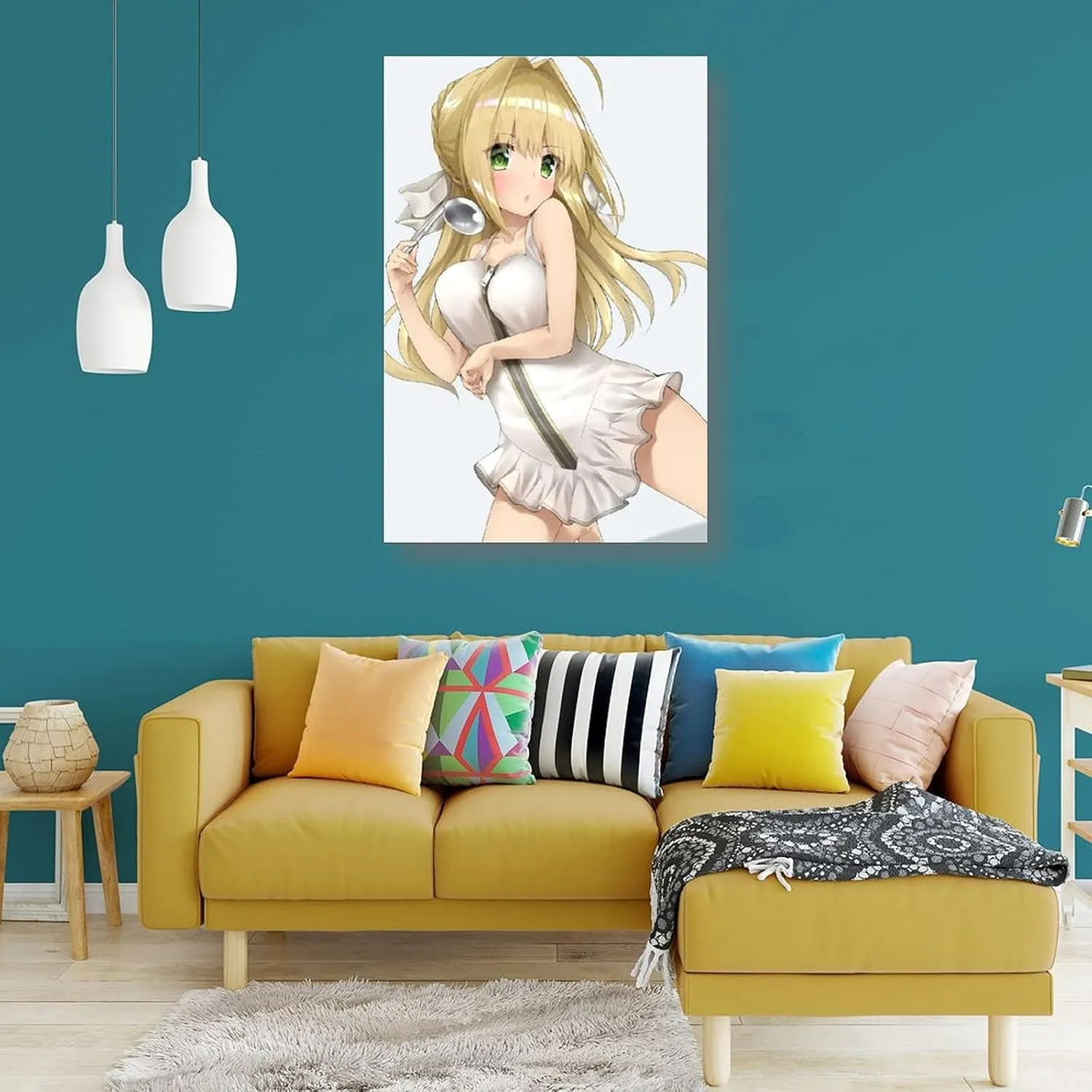Fate Anime Poster Japanese Altria Pendragon Lily Print Photo Art Painting Canvas Poster Home Decorative Bedroom Modern Decor Posters Gifts 24x36inch(60x90cm)