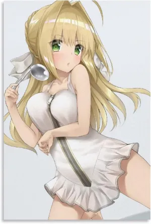 Fate Anime Poster Japanese Altria Pendragon Lily Print Photo Art Painting Canvas Poster Home Decorative Bedroom Modern Decor Posters Gifts 24x36inch(60x90cm)