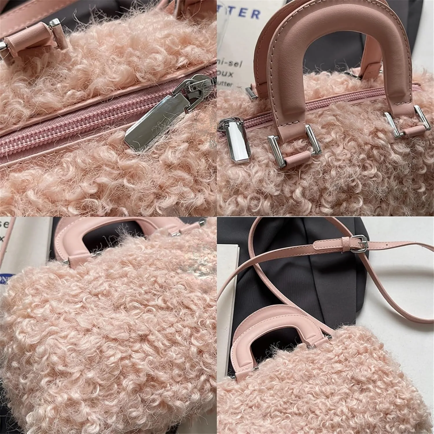 Faux Fur Crossbody Bags for Women, Fluffy Top Handle Shoulder Bags, Plush Shoulder Bag Crossbody Bag Handbag