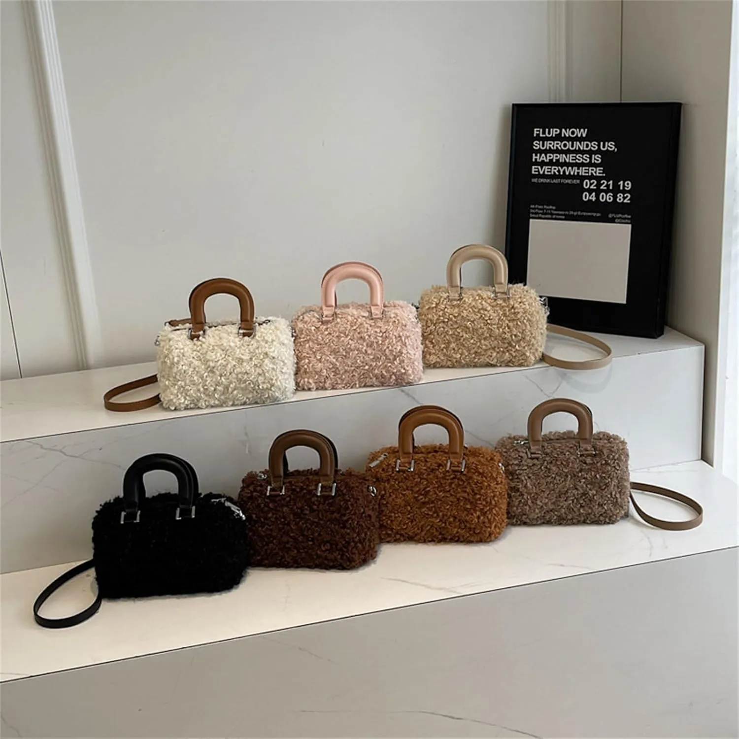 Faux Fur Crossbody Bags for Women, Fluffy Top Handle Shoulder Bags, Plush Shoulder Bag Crossbody Bag Handbag
