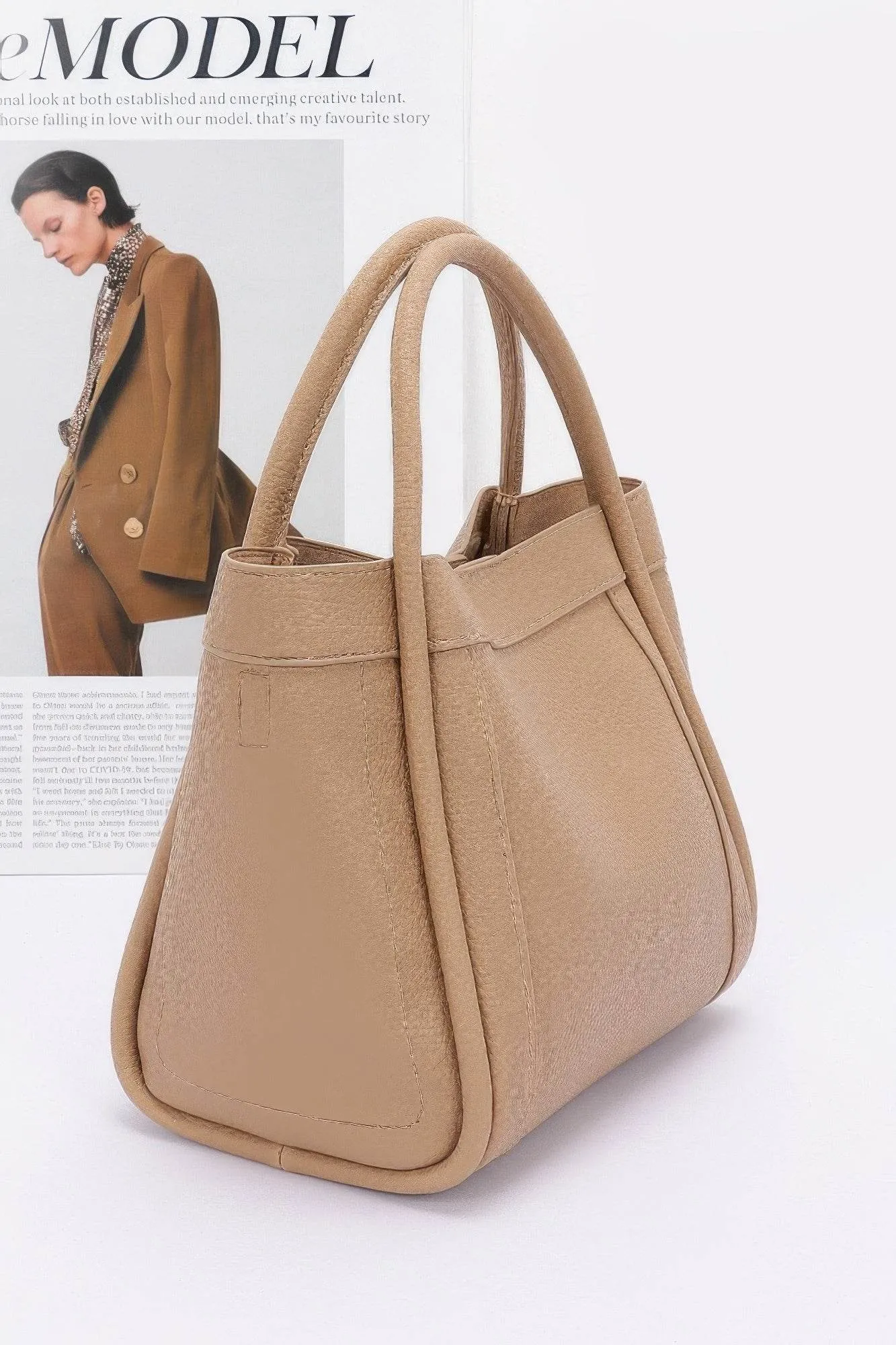 Faux Leather Crossbody Handle Bag
