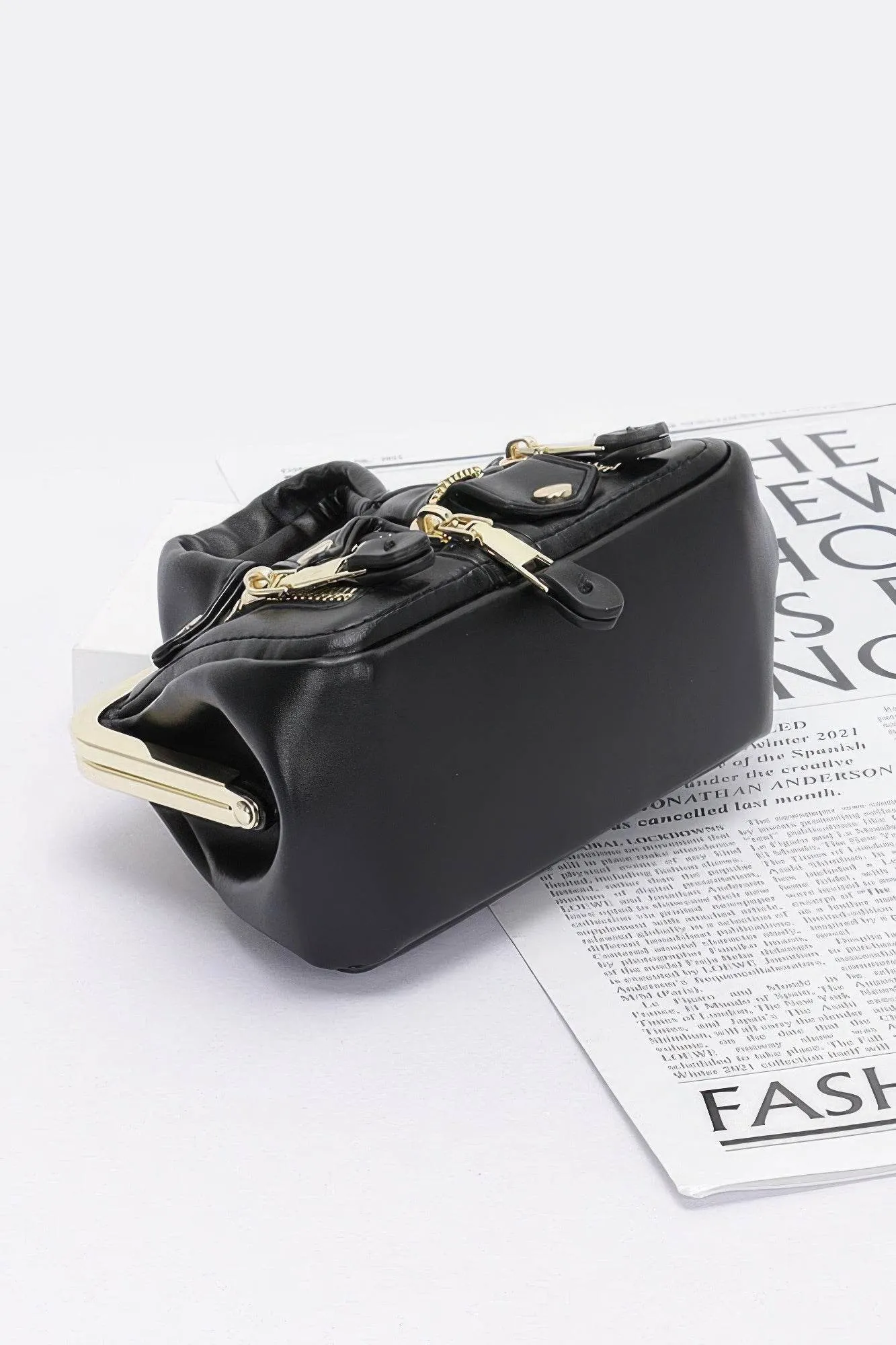 Faux Leather Jacket Style Crossbody Bag