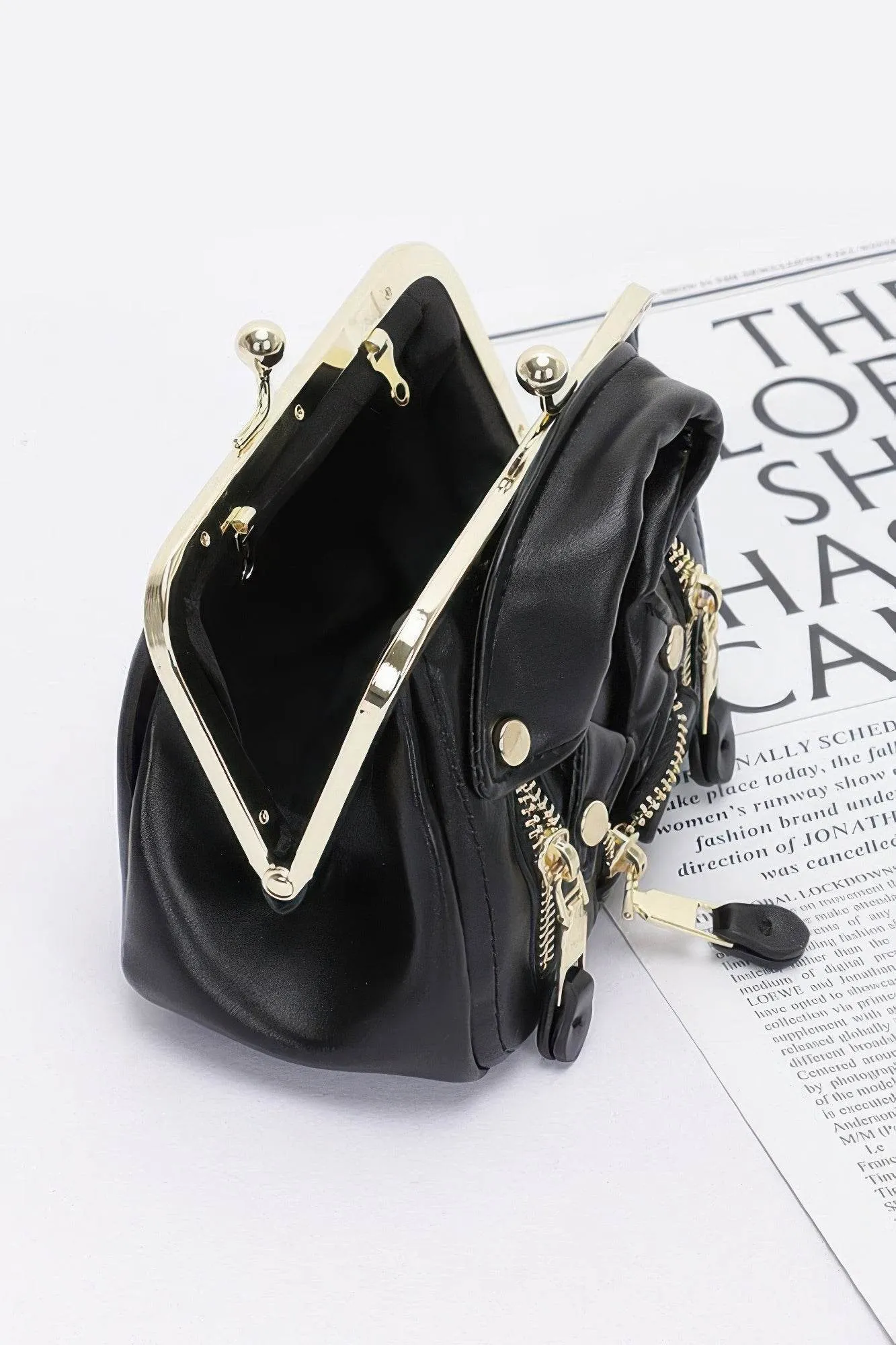 Faux Leather Jacket Style Crossbody Bag