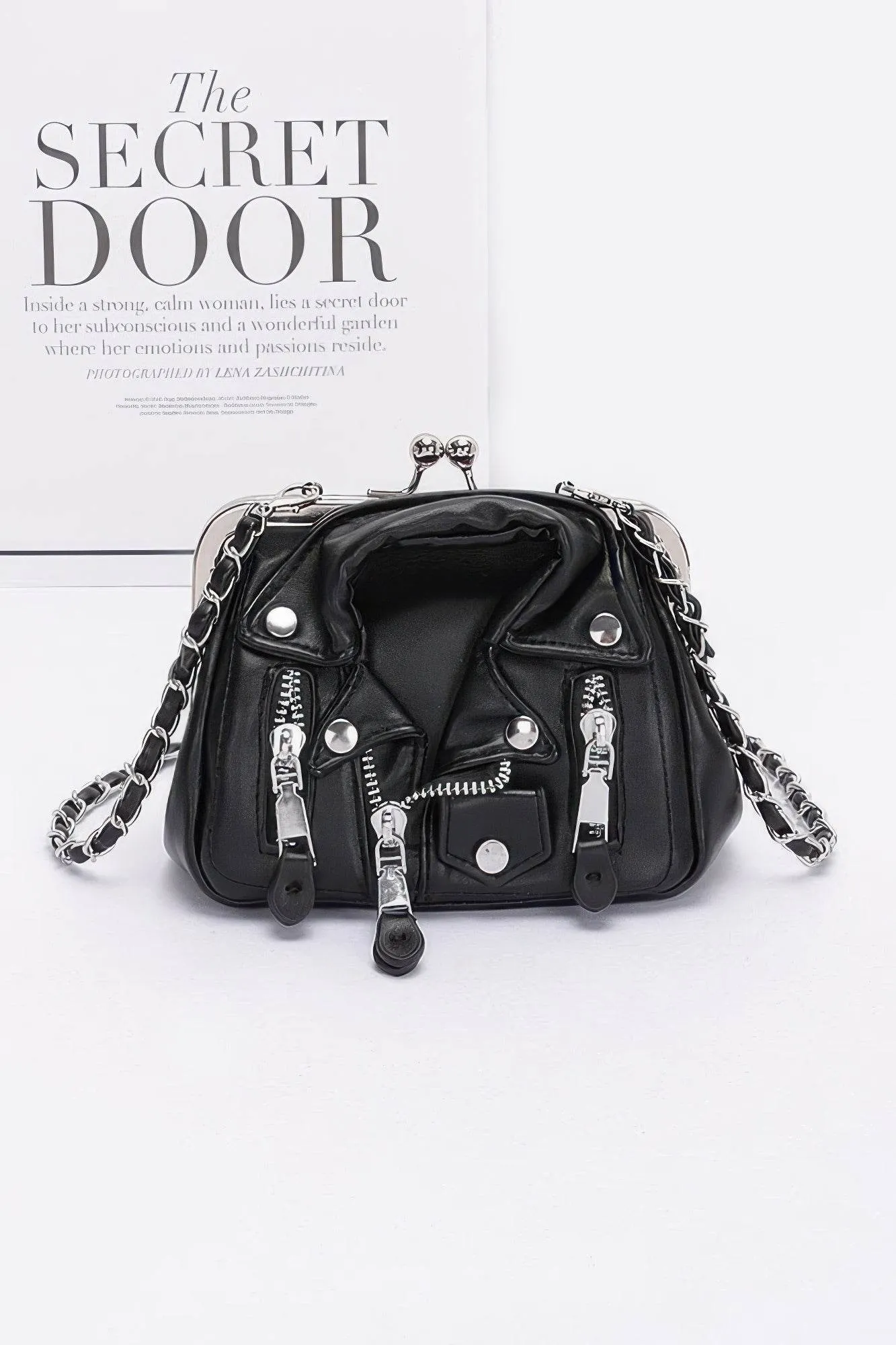 Faux Leather Jacket Style Crossbody Bag