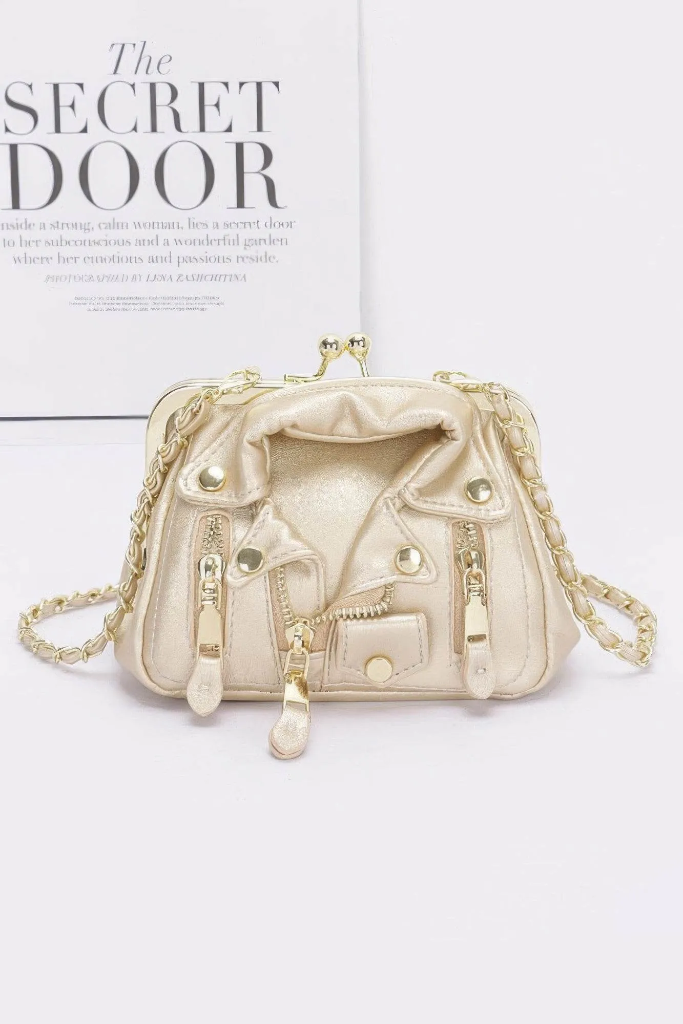 Faux Leather Jacket Style Crossbody Bag