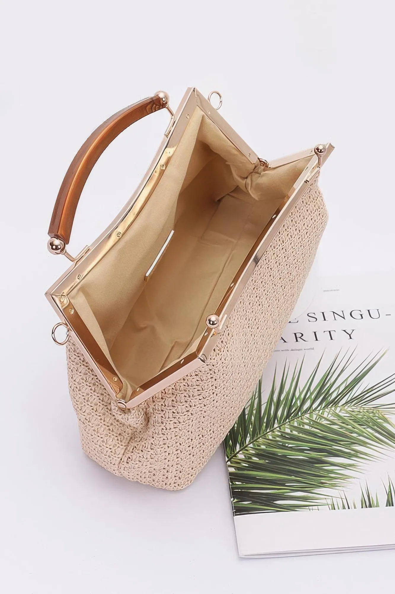 Faux Straw Party Clutch