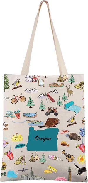FEELMEM Oregon Travel Tote - Canvas Gift Bag for Oregon Trip Souvenirs