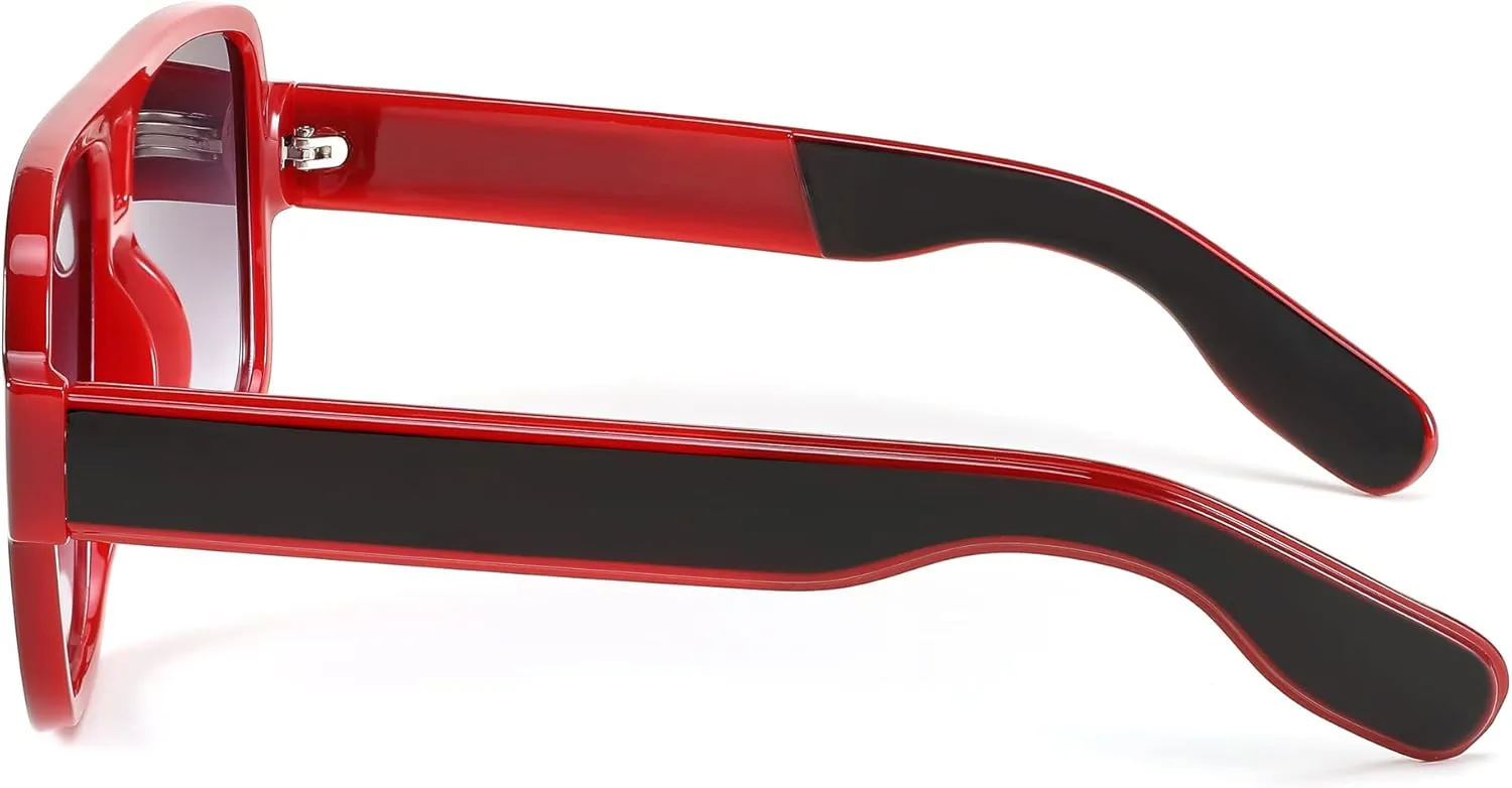 FEISEDY Retro 70s Oversized Pilot Sunglasses Women Men Plastic Vintage Square Frame B2954