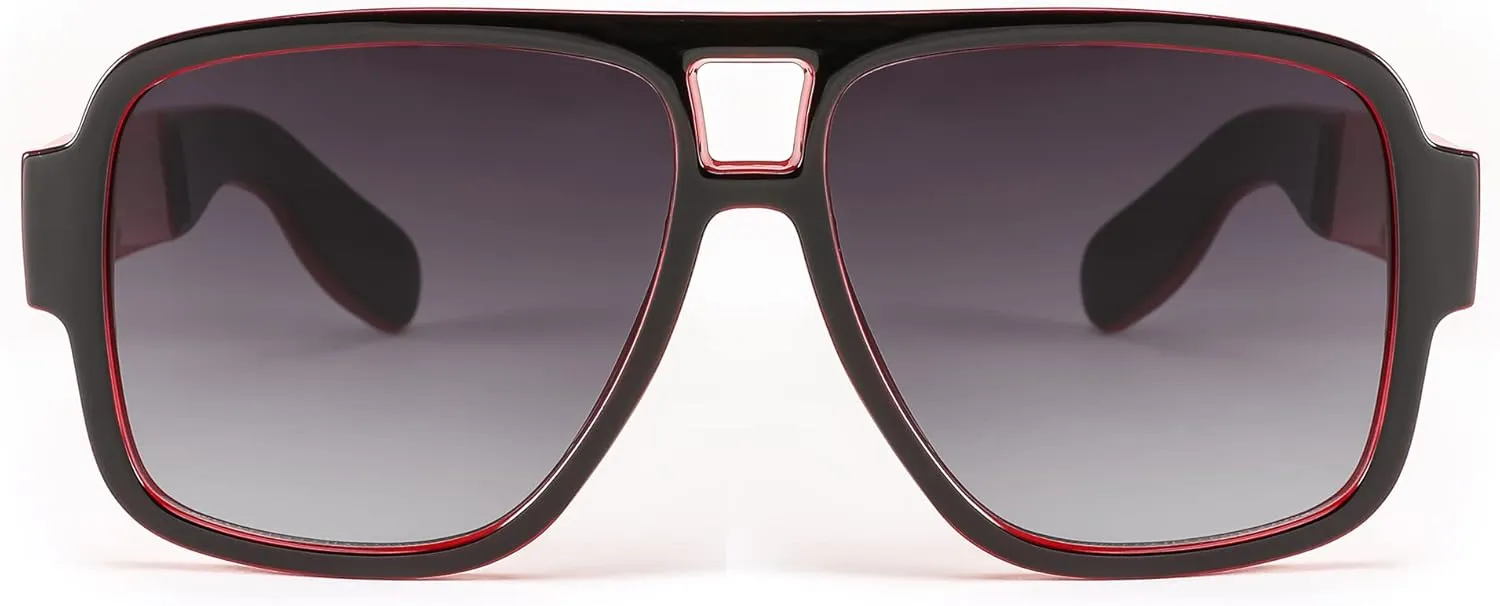 FEISEDY Retro 70s Oversized Pilot Sunglasses Women Men Plastic Vintage Square Frame B2954