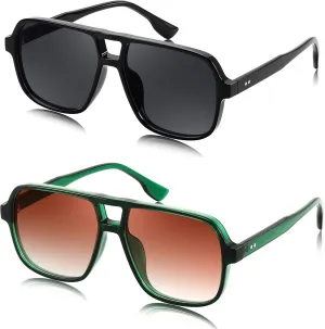 FEISEDY Retro Square Aviator Sunglasses Women Men 70s Vintage Trendy Plastic Frame Sun Glasses B4158