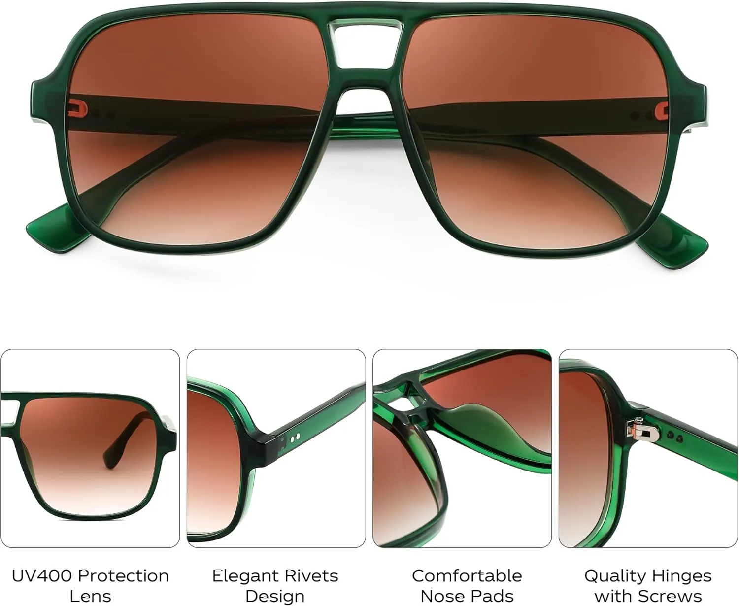 FEISEDY Retro Square Aviator Sunglasses Women Men 70s Vintage Trendy Plastic Frame Sun Glasses B4158
