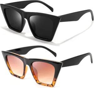 FEISEDY Vintage Square Cat Eye Sunglasses Women Trendy Cateye Sunglasses B2473