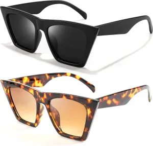FEISEDY Vintage Square Cat Eye Sunglasses Women Trendy Cateye Sunglasses B2473