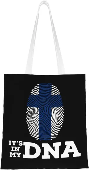 Finland It's in My DNA Tote Bag for Women Canvas Shopping Bags Reusable Large Capacity Casual Shoulder Handbags Grocery Bags DIY Gift Bags
