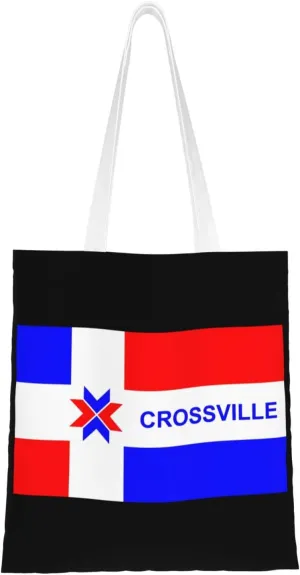 Flag Of Crossville, Tennessee Tote Bag for Women Canvas Shopping Bags Reusable Large Capacity Casual Shoulder Handbags Grocery Bags DIY Gift Bags